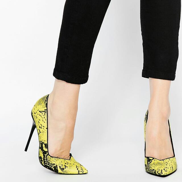 yellow snakeskin heels