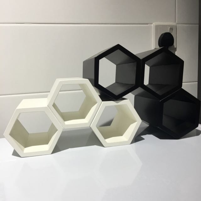 Honeycomb Hexagon Wooden Wine Rack Furniture Home Decor On Carousell
