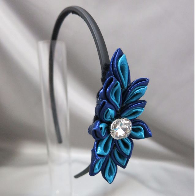 Turquoise Blue Satin Kanzashi Flower Headband Hair Band Hair Accessory For Girls And Women Women S Fashion On Carousell