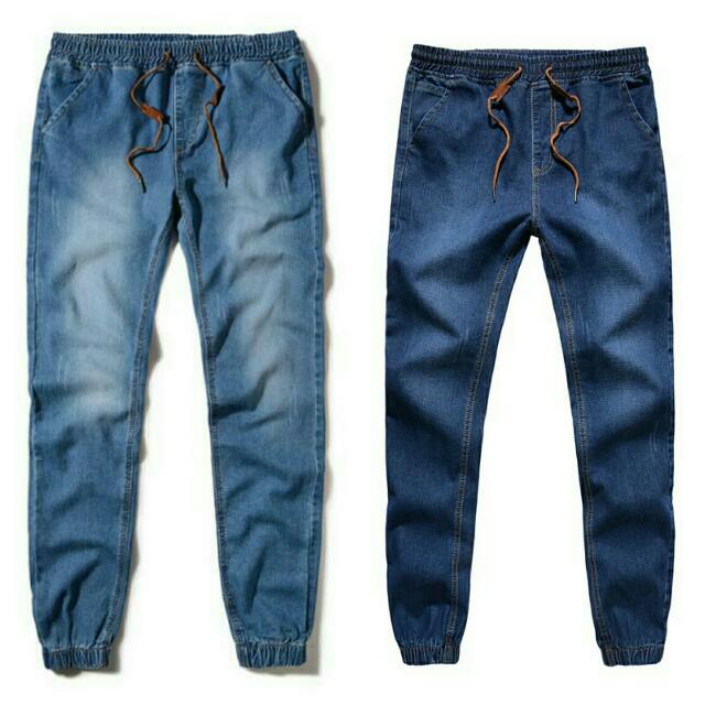 mens denim drawstring jeans