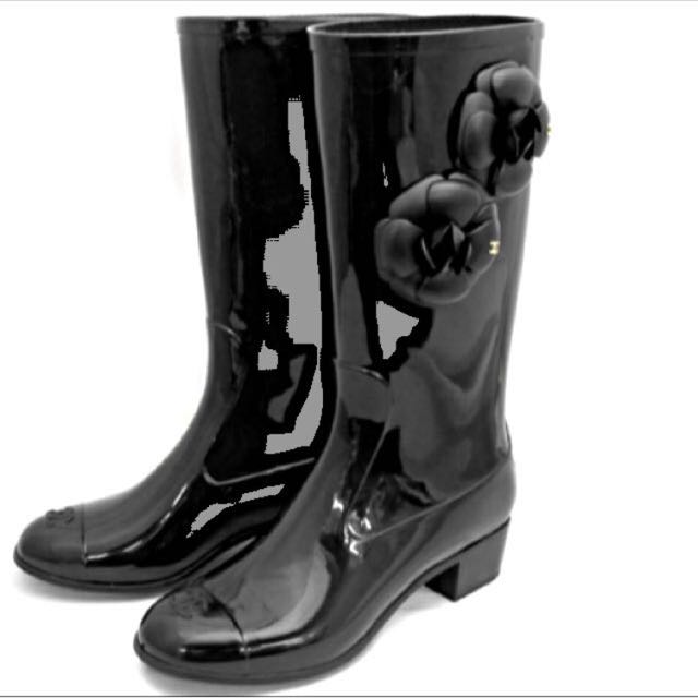 chanel camellia rain boots