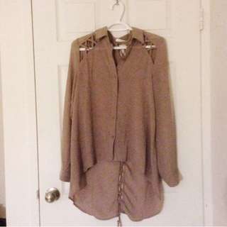 Chiffon blouse with cutouts
