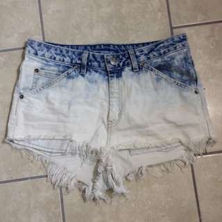Acid wash high-waisted shorts