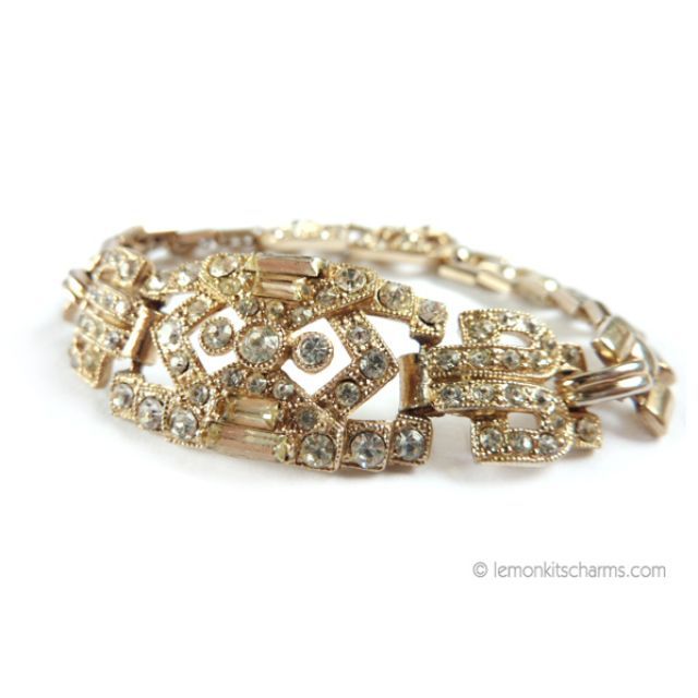 Vintage art sales deco rhinestone bracelet