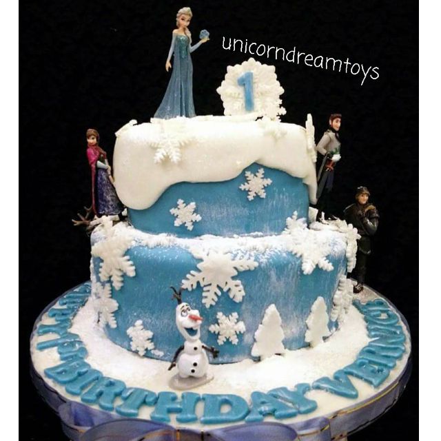 Frozen Cake Two Tier Elsa Olaf Anna Snowflake Let It Go Customized