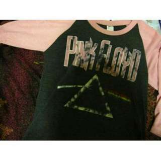PINK FLOYD你不能沒聽過 七分袖粉灰棒球T