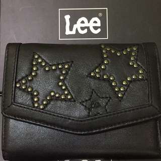 Lee 真皮 星星 卯釘 黑色 皮夾 短夾