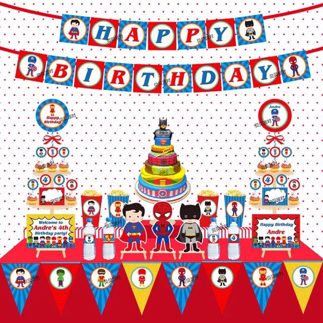 Customizable Super Heroes Happy Birthday Banner Design Craft On