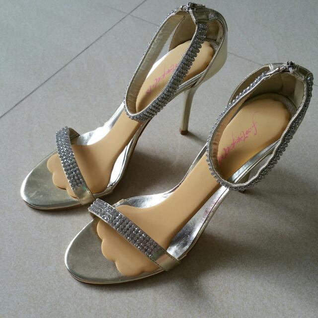 Gold crystal heels new arrivals