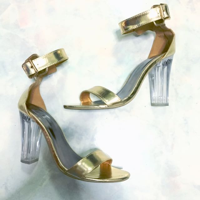 gold transparent heels