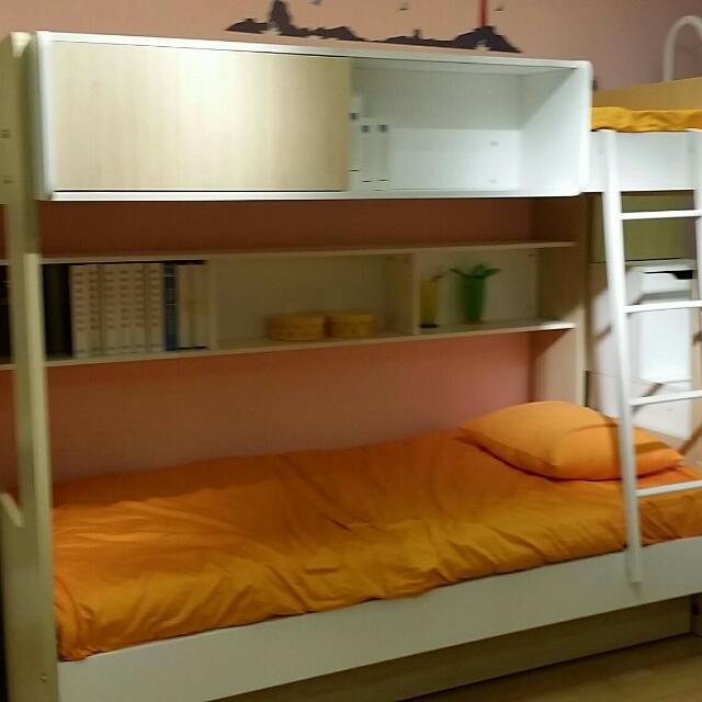 Star Living Double Deck Bed With Pullout Bed Below, Furniture & Home