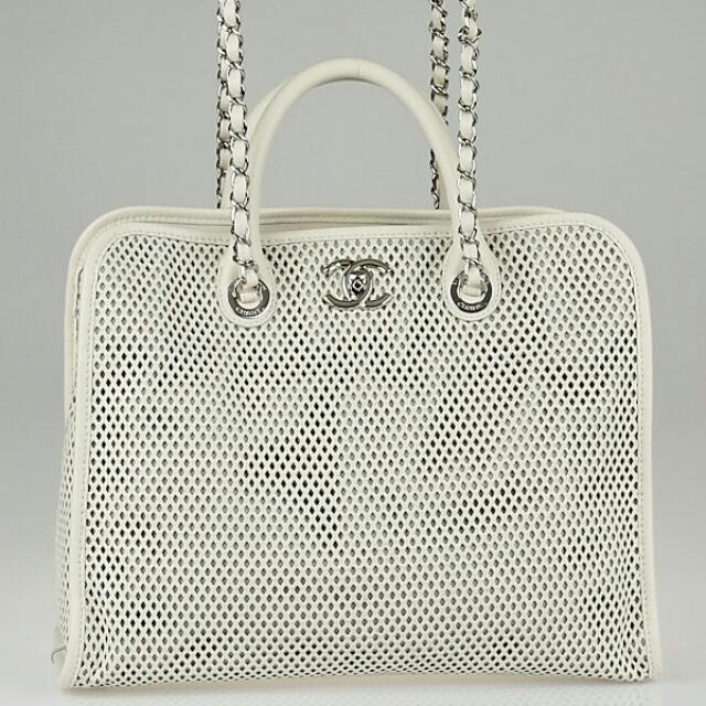 CHANEL Dark White Perforated Leather Up In The Air Tote Bag, Luxury, Bags &  Wallets on Carousell