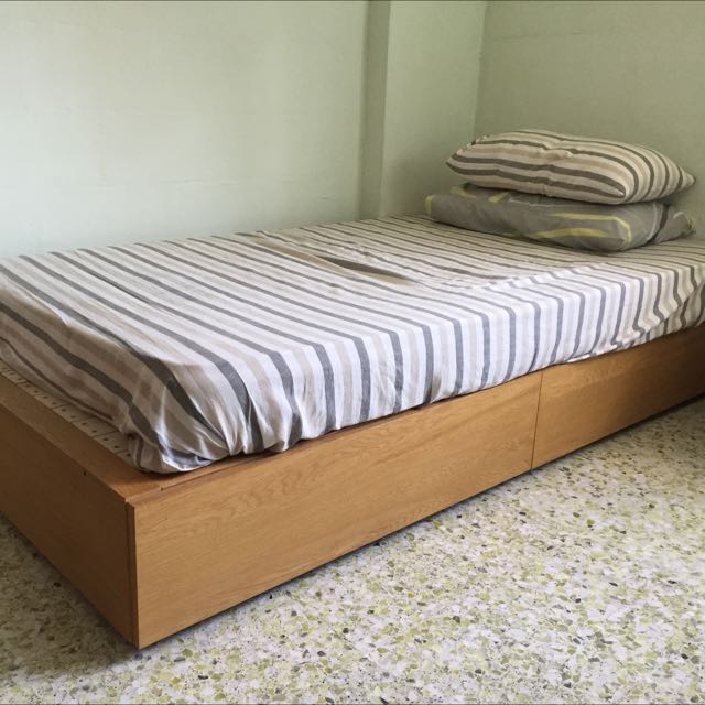 Muji Oak Storage Bed Super Single Furniture On Carousell