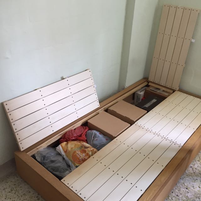 Muji Oak Storage Bed (Super Single), Furniture & Home Living, Furniture