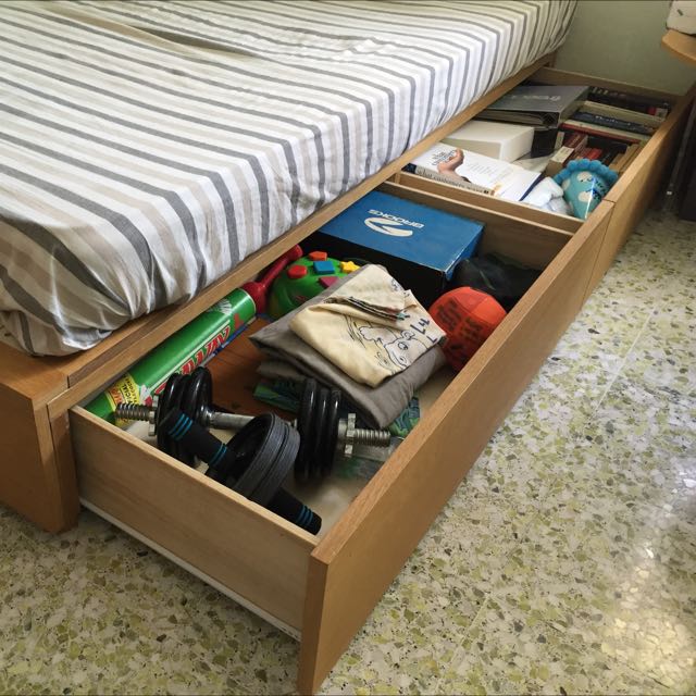 Muji Oak Storage Bed (Super Single), Furniture & Home Living, Furniture