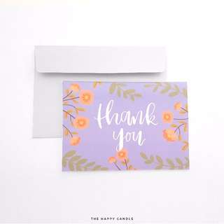 Brush Lettering Thank You Card (Floral)