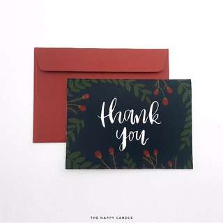 Brush Lettering Thank You Card (Berries)