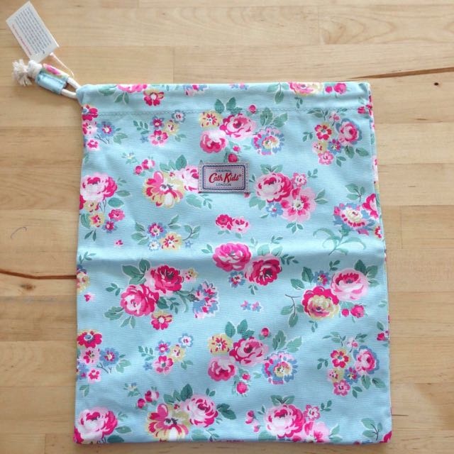 BNWT Cath Kidston Wells Rose Aqua Kids Drawstring Wash Bag