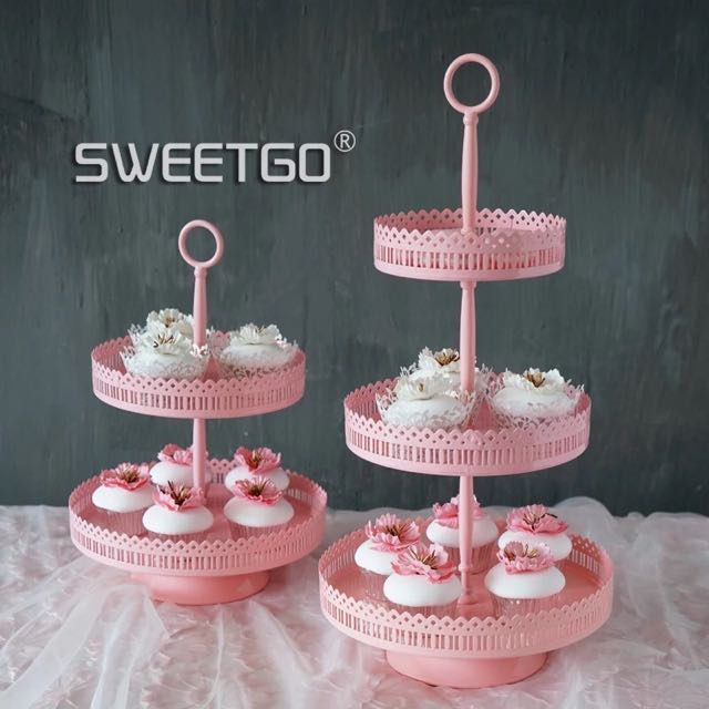 Cake Stands In Pink Cupcakes Baking Cookies Baby Girl Shower Party