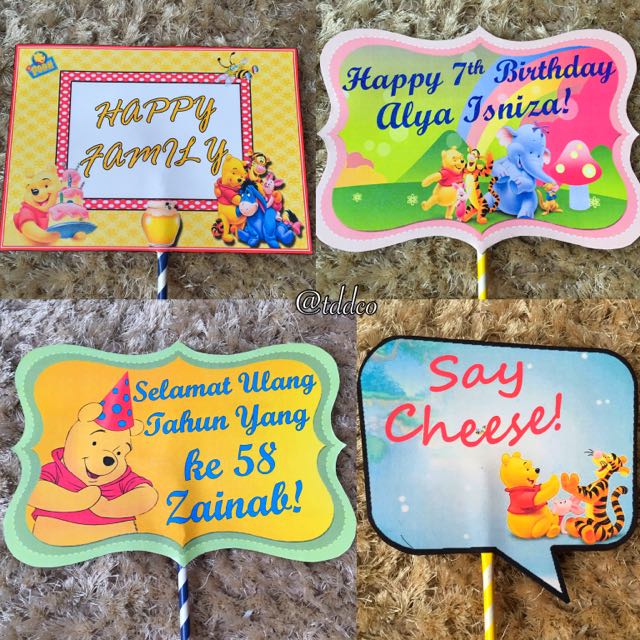 Customized Winnie The Pooh Birthday Photo Props Design Craft On Carousell