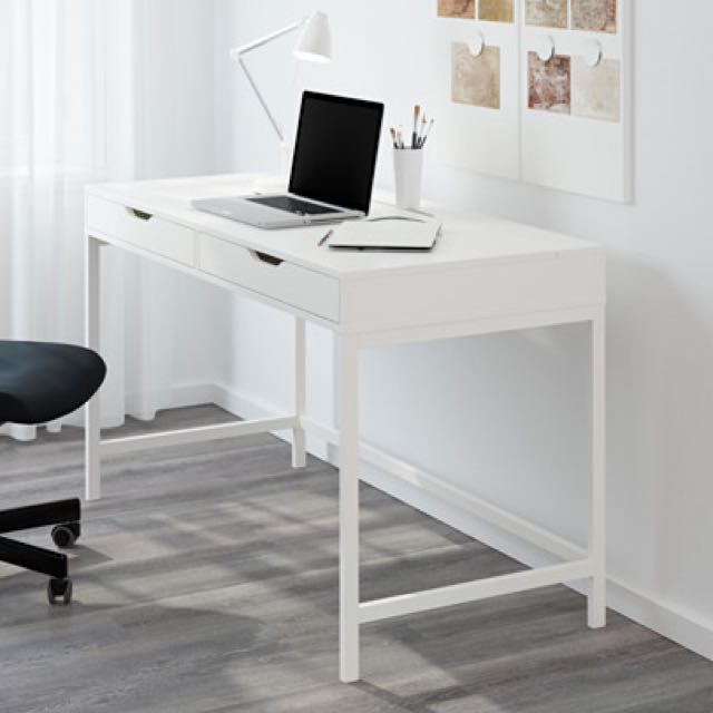 IKEA STUDY TABLE WHITE, Furniture & Home Living, Furniture, Tables
