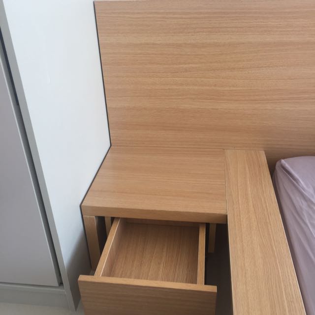 King Size Solid Wood Bed With build In Side tables, Furniture & Home