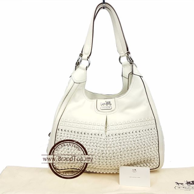 coach white leather shoulder bag
