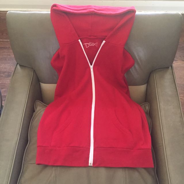 Red cheap sleeveless hoodie
