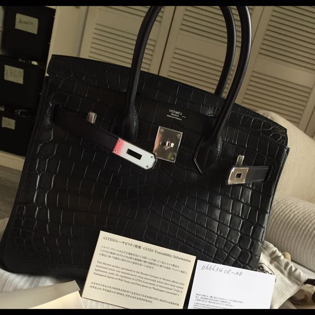 Birkin30 so black nilo crocodile designer handbag#hermesbirkin