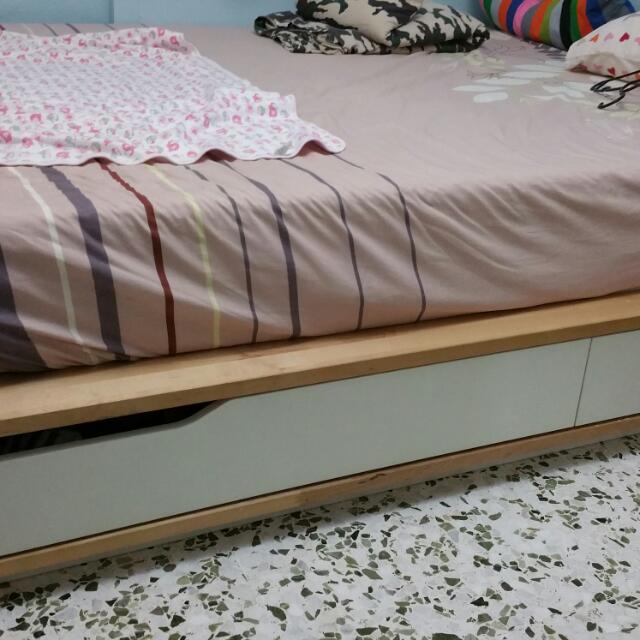 Ikea Mandal Bed Frame With Storage, Birch, White, Furniture & Home