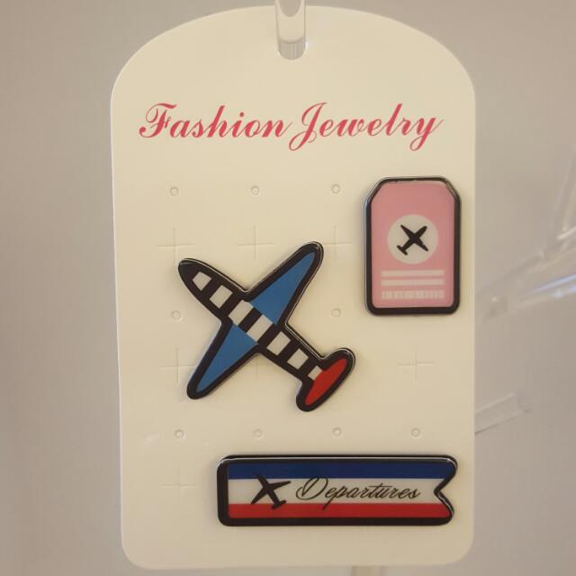 Korean Design Travel Airplane Passport Acrylic Brooch Pins 3