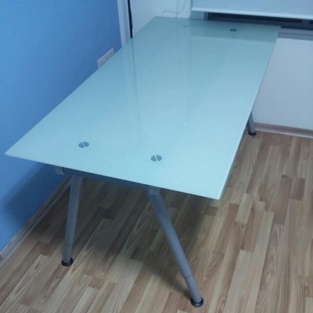 Reserved Ikea Galant Frosted Tempered Glass Study Table
