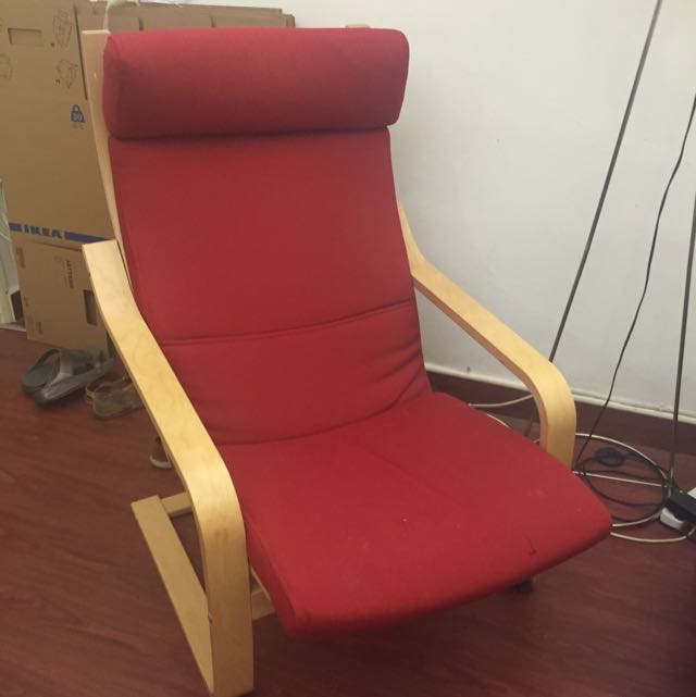 Red Ikea Poang Armchair Home Furniture On Carousell