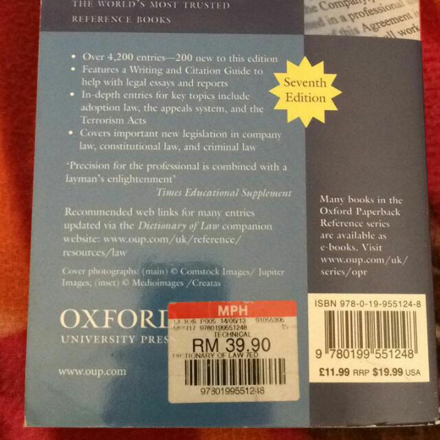 Oxford Law Dictionary Books Stationery On Carousell
