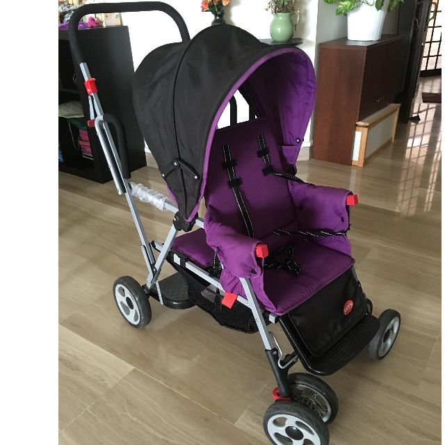 purple double stroller
