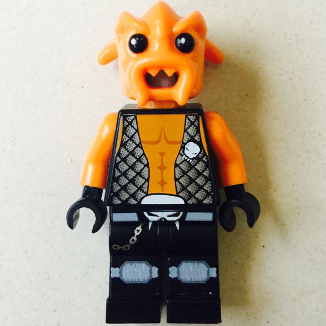 Lego Kranxx Alien Orange Head Black Eyes Open Mouth Space Police