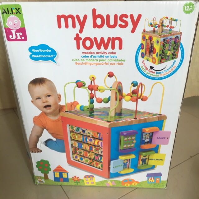 alex discover my busy town wooden activity cube
