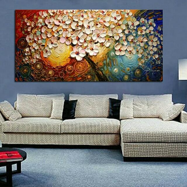 Abstract Art Hand Painted Modern Mural Cherry Blossom Palette