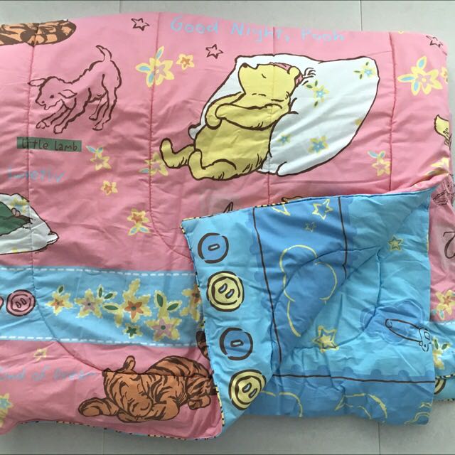 Queen Size Winnie The Pooh Bedsheet Set + Comforter, Babies & Kids, Baby Nursery & Kids