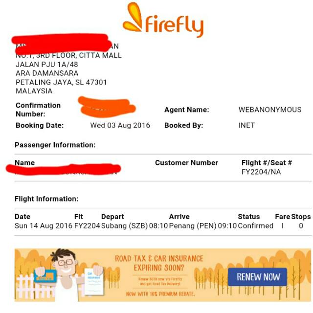 Subang Penang Flight Ticket Tickets Vouchers On Carousell