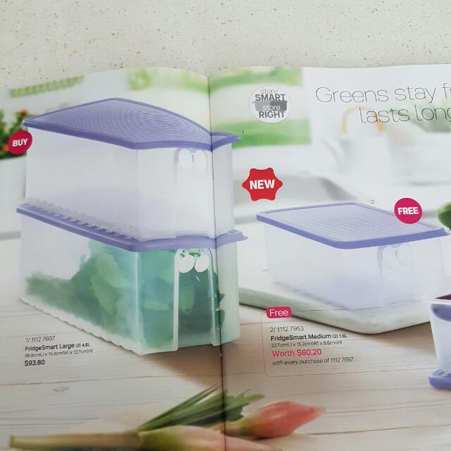 Tupperware New Fridge Smart Large (2pcs), TV & Home Appliances, Kitchen