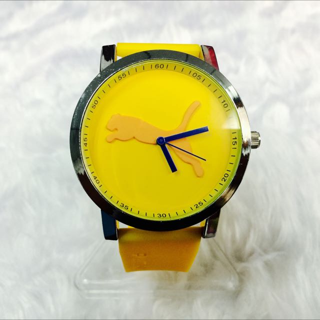 puma yellow analog watch