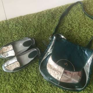 Set Of Shoes W/matching Leather Bag
