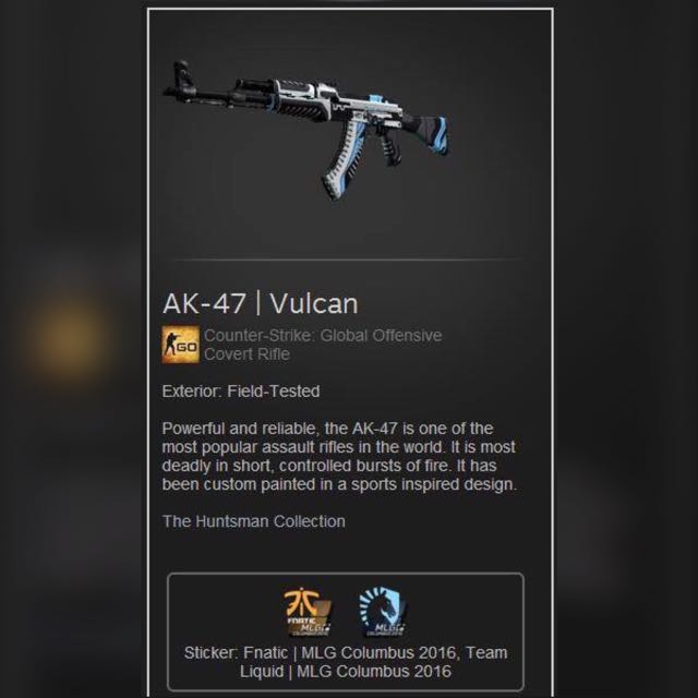 AK-47 Vulcan (FT) - CSGO Skin / Gun, Hobbies & Toys, Toys & Games on ...