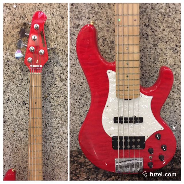 Edwards By ESP E-T-170 BD Bardic See Thru Fiesta Red Tetsuya 5 String Bass  Guitar