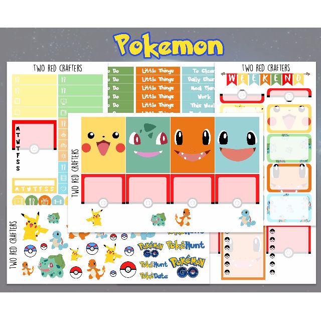 Pokemon Go Inspired Planner Sticker Kit for Erin Condren Vertical Life