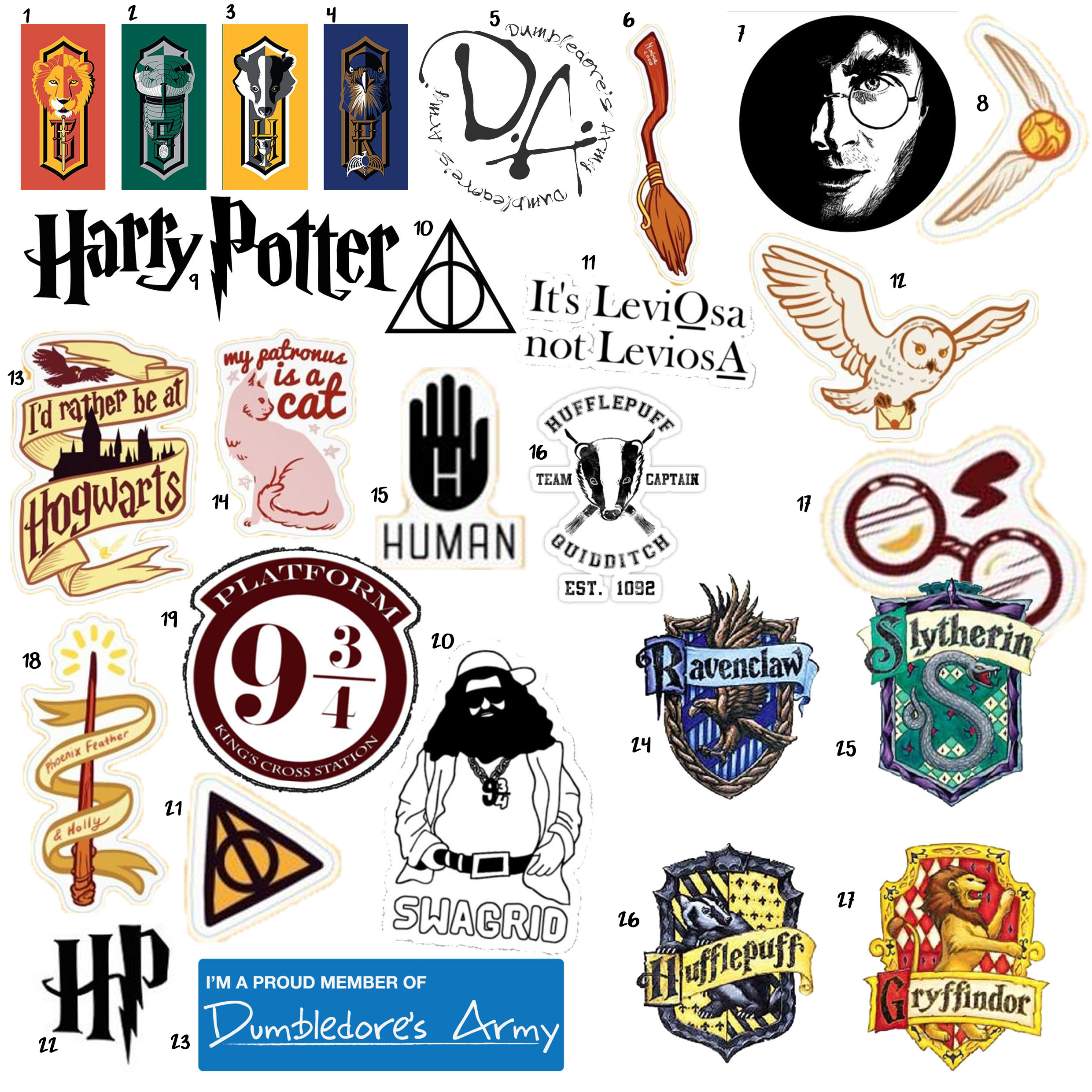 Harry Potter Hufflepuff Theme Pack Die Cut Vinyl Large Delux Sticker  Variety Pack - Laptop, Water Bottle, Scrapbooking, Tablet, Skateboard,  Indoor/Outdoor - Set of 50 