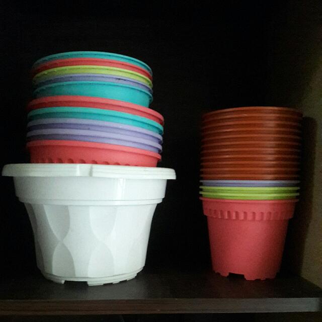 Plastic Pots For Plants In Few Sizes, Furniture & Home Living