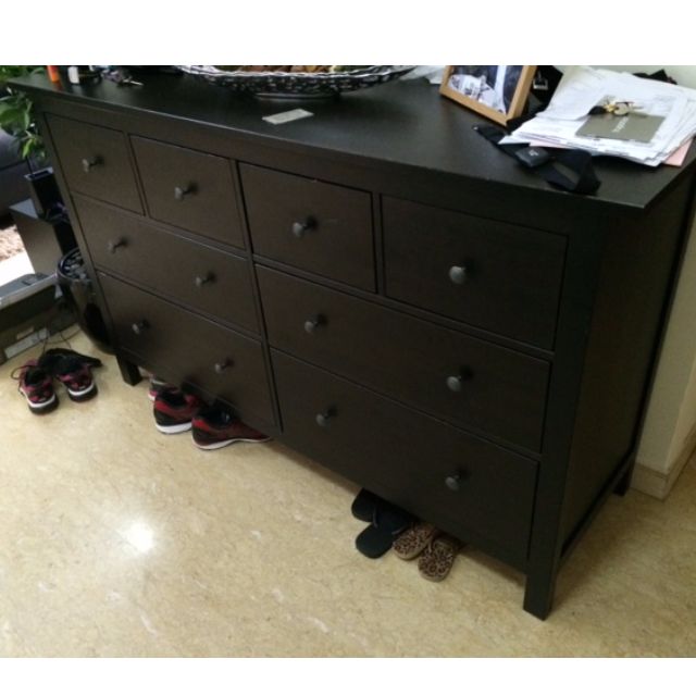 Used Hemnes Chest Of 8 Drawers Black Brown Furniture On Carousell