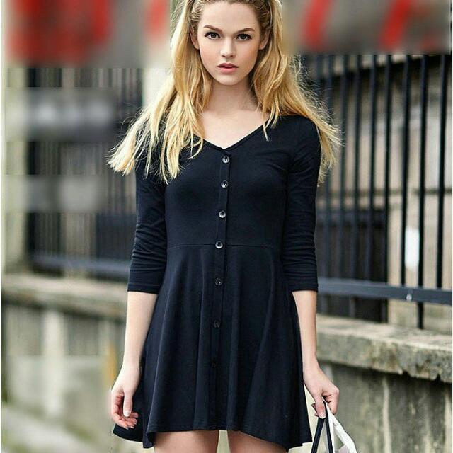 Button front fit and flare dress sales